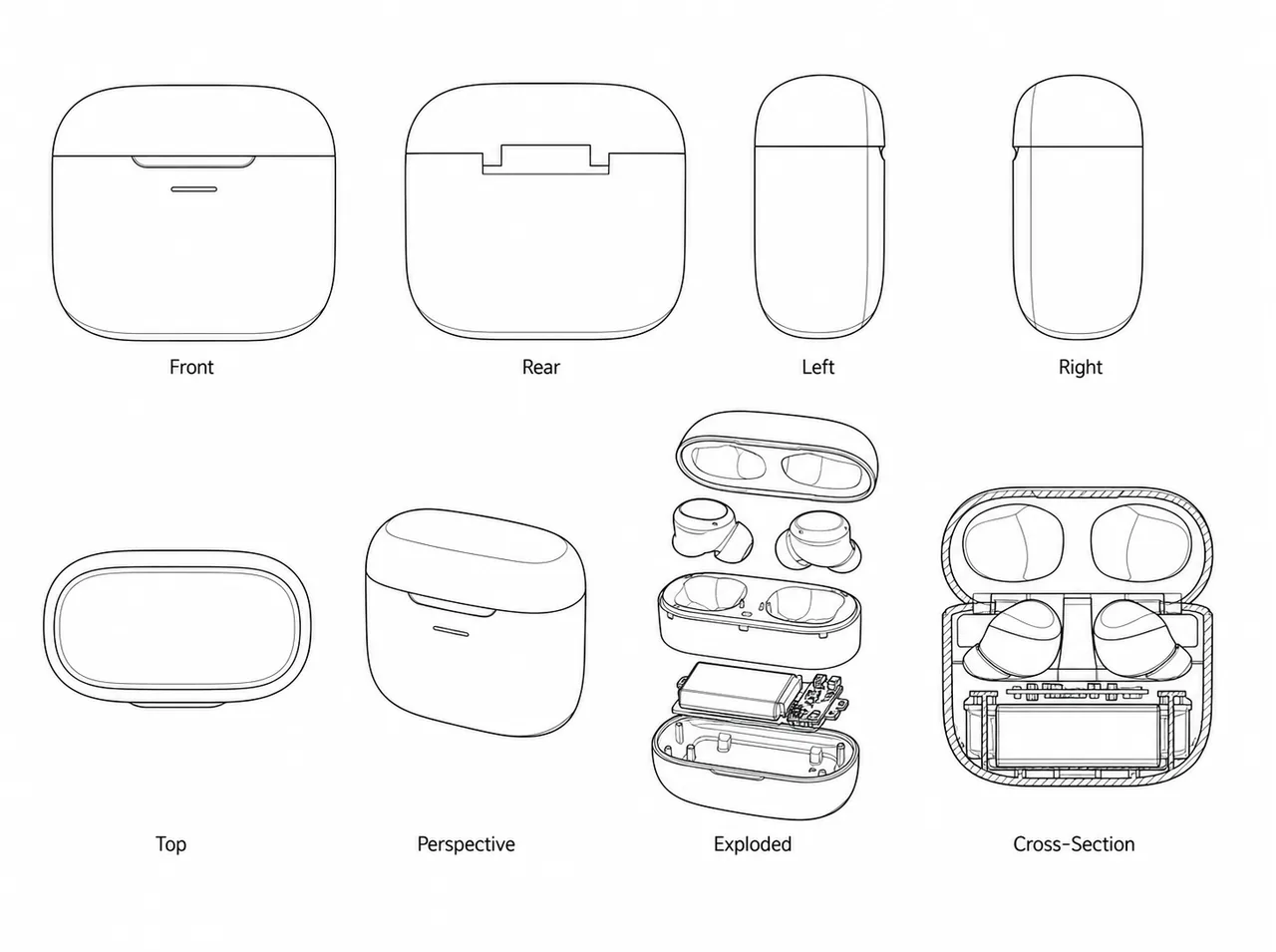 USPTO-compliant patent line art generated from a product reference image